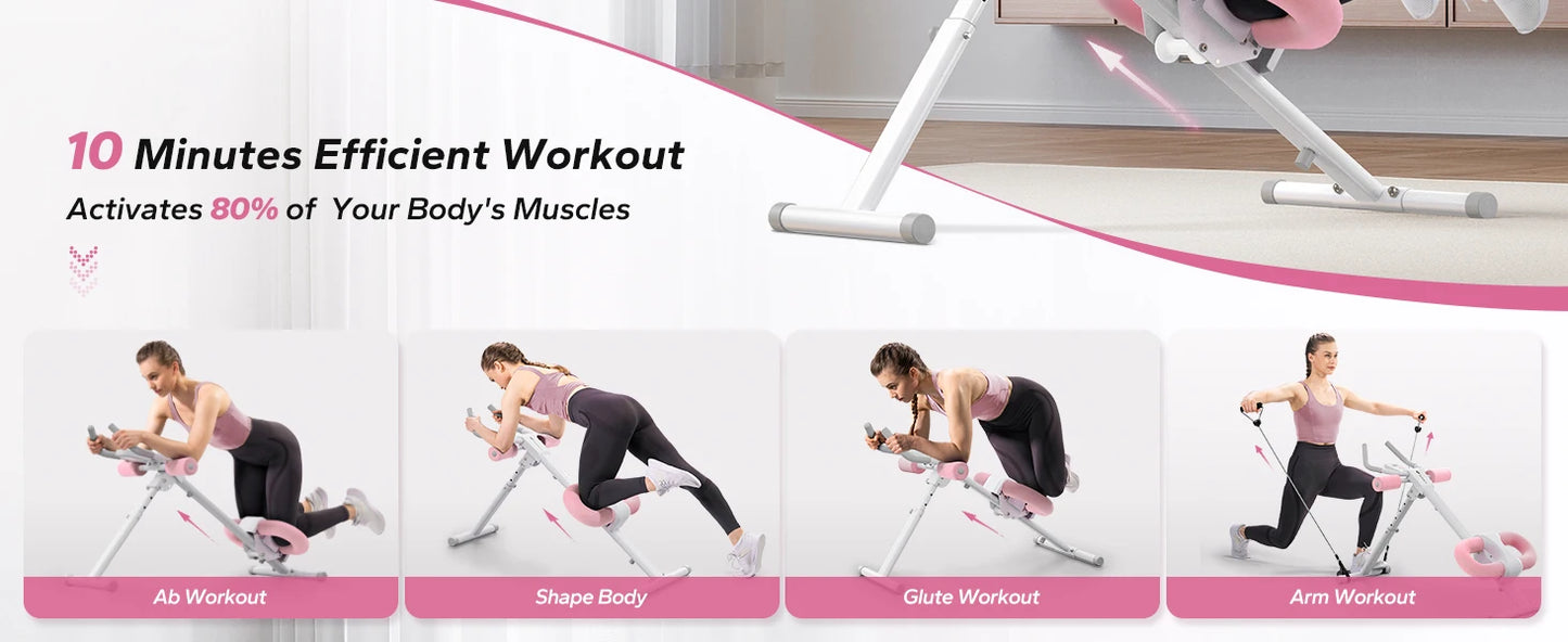 MERACH Ab Machine Adjustable Trainer Foldable Knee Protection Abdominal Exercise