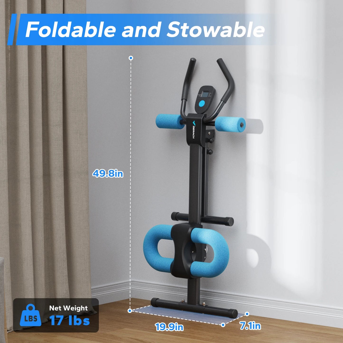 MERACH Ab Machine Adjustable Trainer Foldable Knee Protection Abdominal Exercise