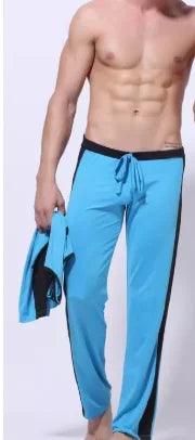 Boythorcn Mens Cotton Elastane Yoga Pants Elastic Waist Full Length
