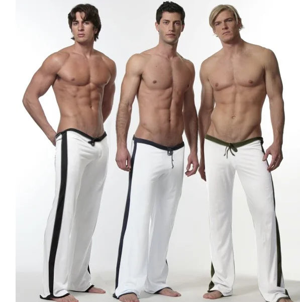 Boythorcn Mens Cotton Elastane Yoga Pants Elastic Waist Full Length