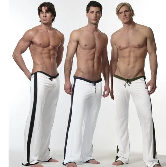 Boythorcn Mens Cotton Elastane Yoga Pants Elastic Waist Full Length