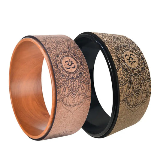 High Quality Natural Cork Yoga Wheel Fitness Wheel Hollow Improve Back Bending Stretch Pilates Circle Yoga Accessories