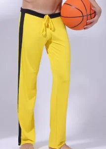Boythorcn Mens Cotton Elastane Yoga Pants Elastic Waist Full Length