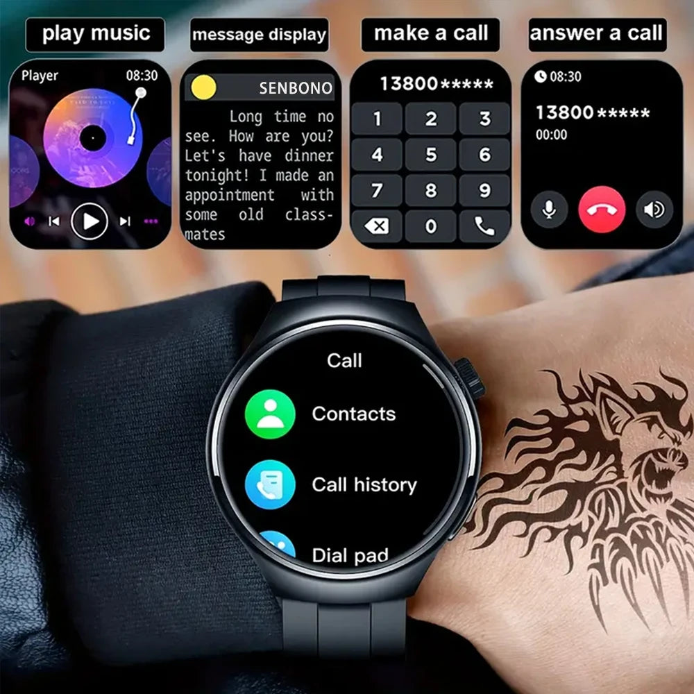 SENBONO Mens Smartwatch Heart Rate SpO2 Bluetooth Multi Sport