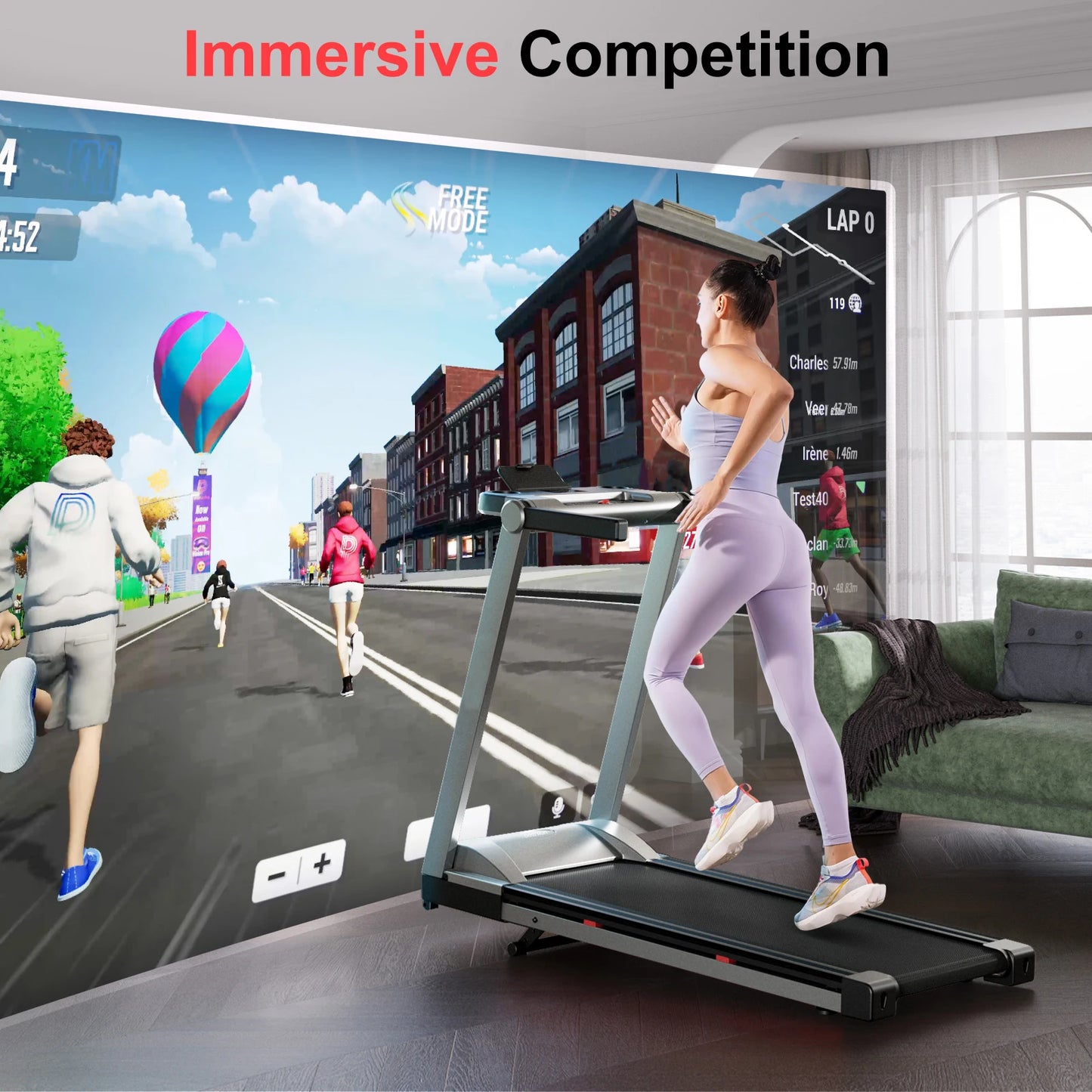 Superun 3.5HP Foldable Incline Treadmill With Handle Bar Holder Touch Screen And Smart App Data Monitoring