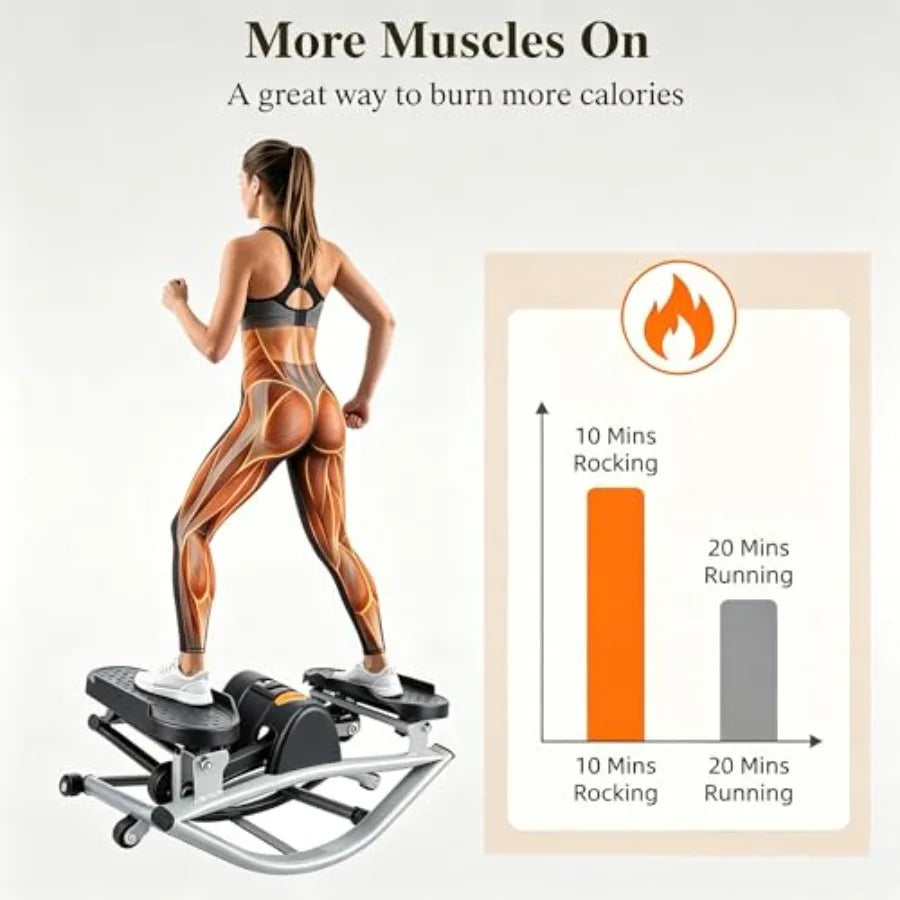 Low Impact Lateral Rocking Stepper for Knees and Joints Fitness Machine