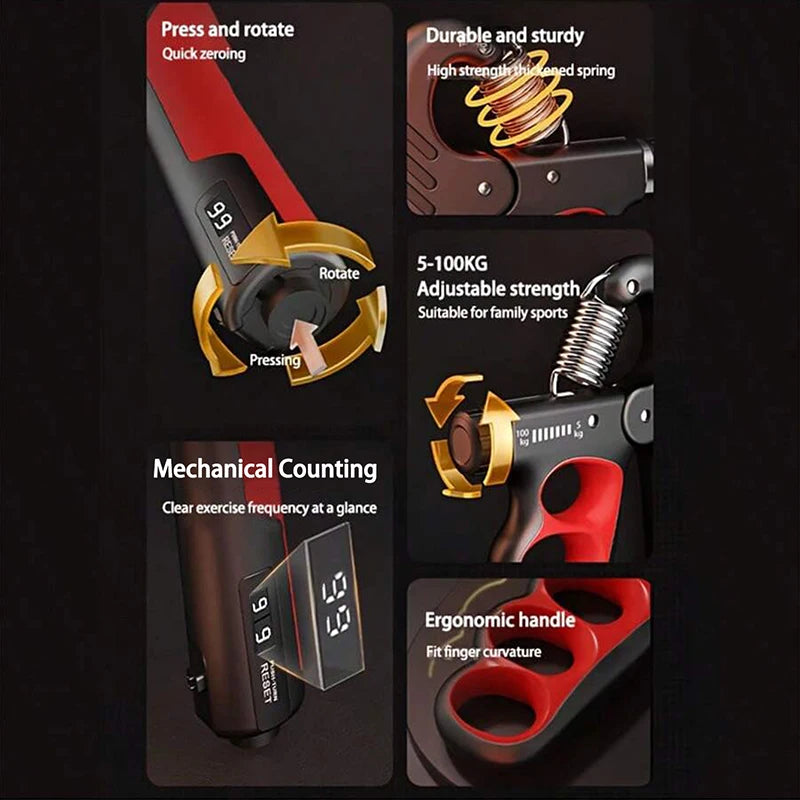 Adjustable 5-100kg Hand Grip Strength Device For Rehabilitation
