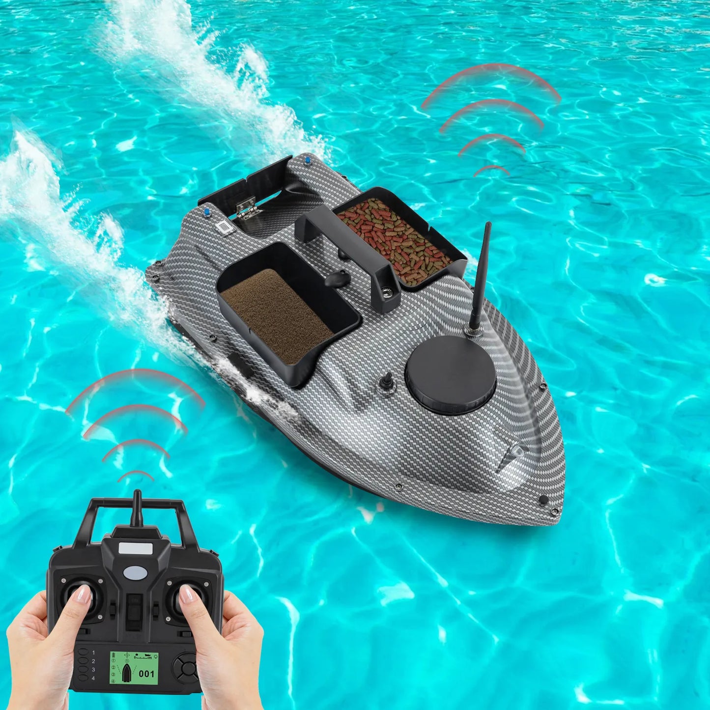 Rechargeable GPS Bait Boat With 2 Batteries And 16 Positioning Points