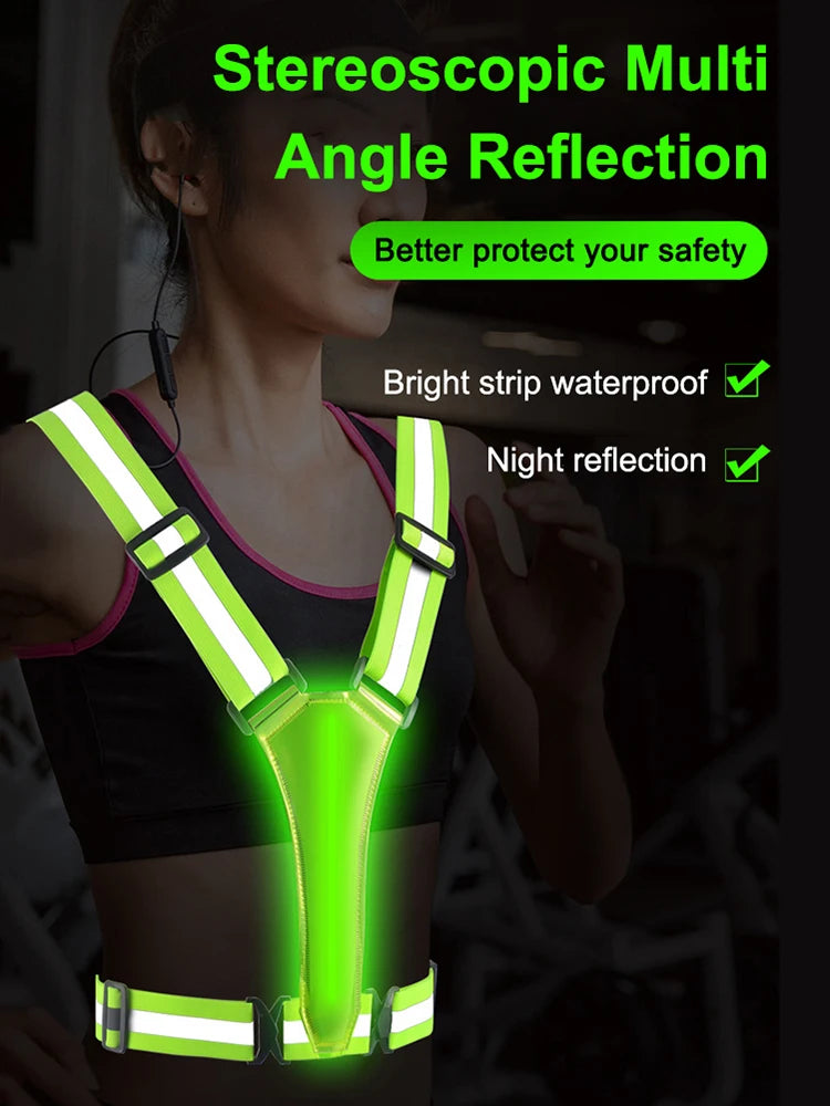 LED Running Vest Reflective Safety Gear for Night Running