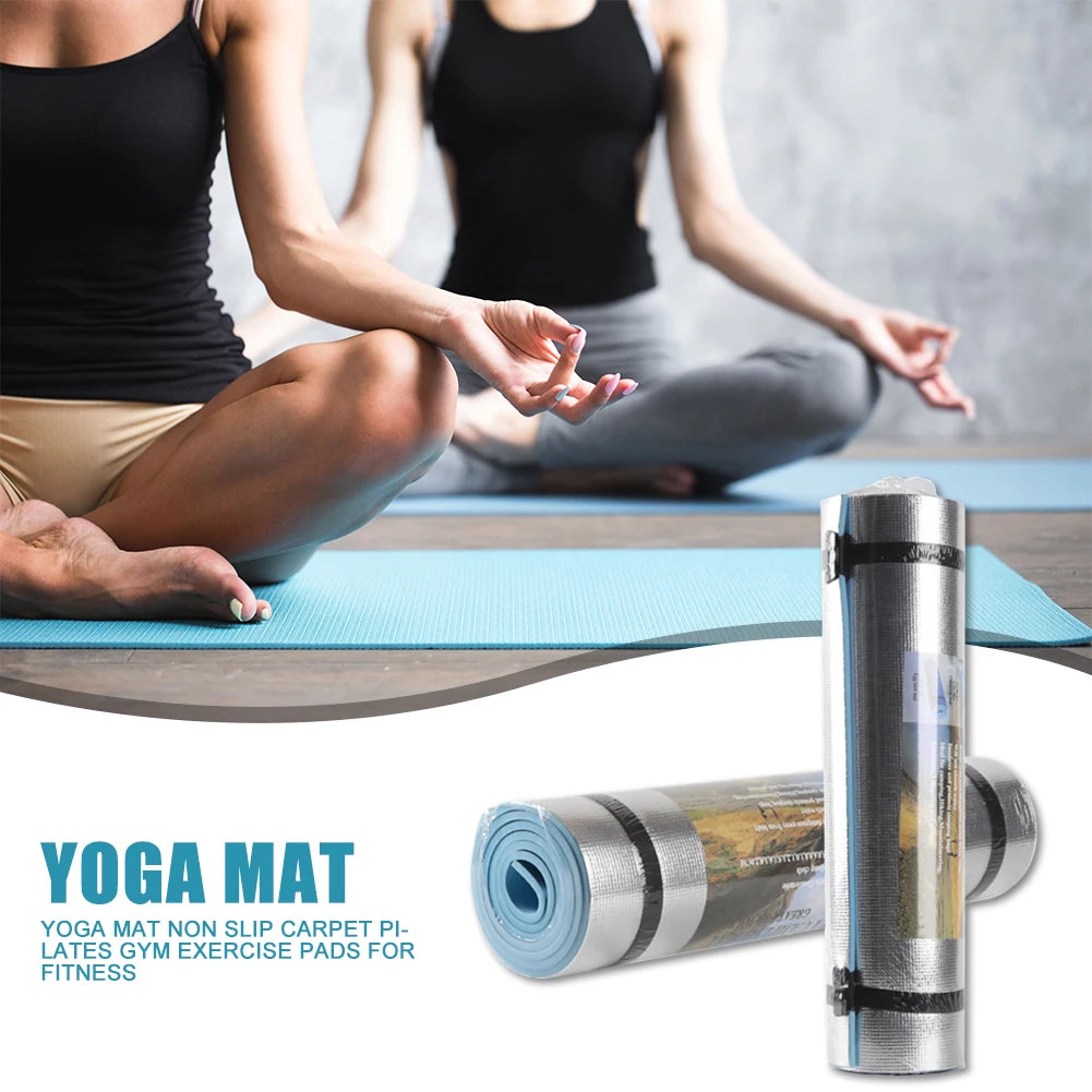 6mm 71x20 inch Thick EVA Yoga Mat Moisture-proof Multifunctional Lightweight Aluminum Outdoor Camping Picnic Mat