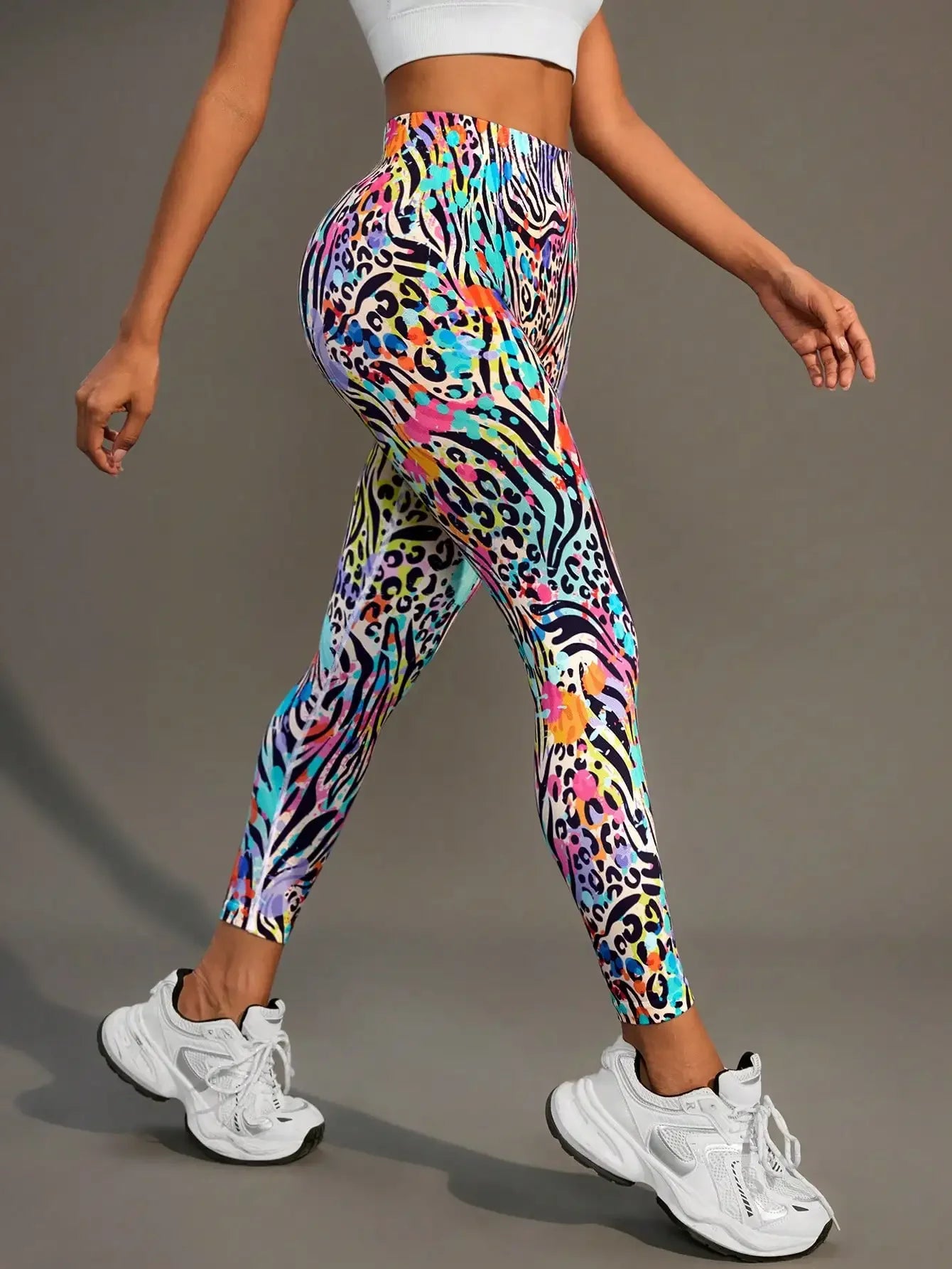 Animal Pattern High Waisted Seamless Leggings for Yoga Women