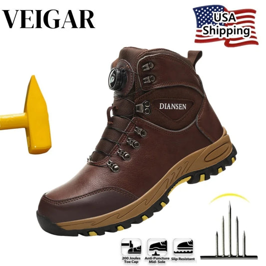 TOP quality Steel Toe Work Boots Men's Anti-Smash Anti-Puncture Safety Shoes Slip-Resistant Hiking Boots for Outdoor