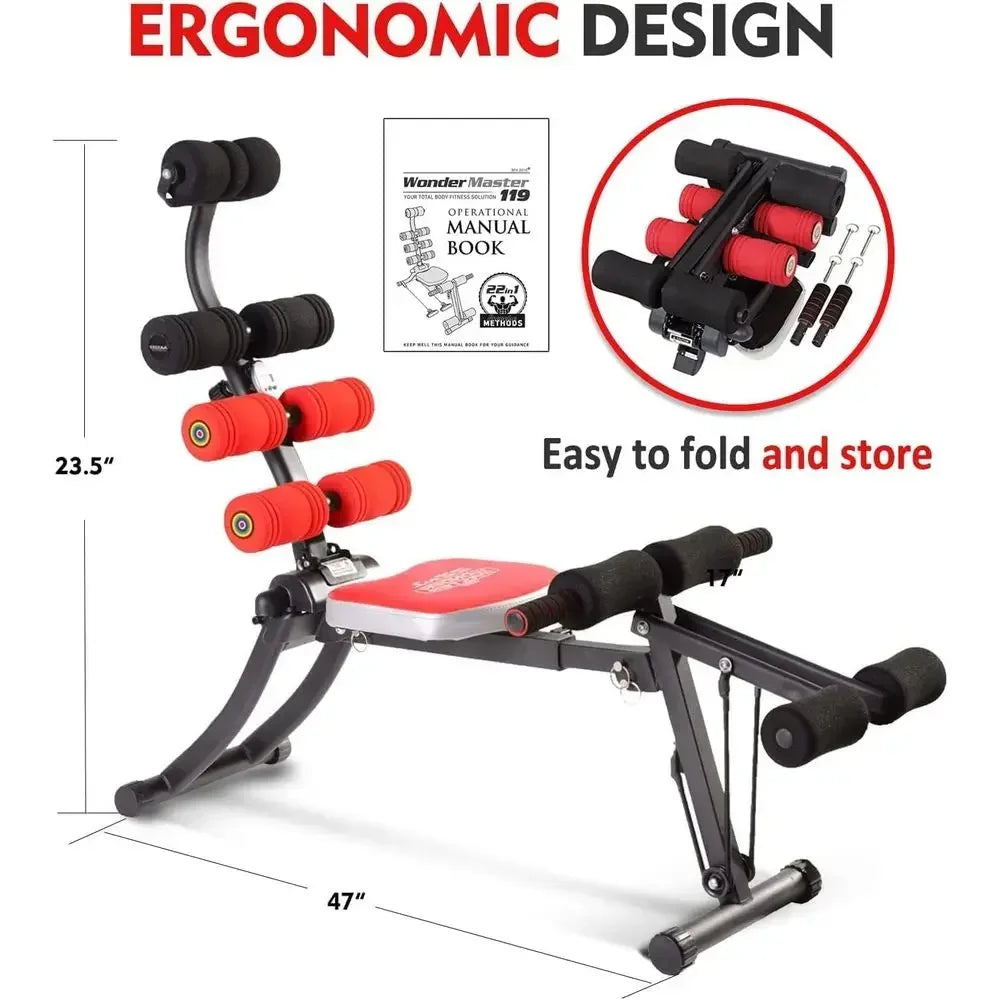 Adjustable Core And Abdominal Exercise Machine With 22 Workout Programs