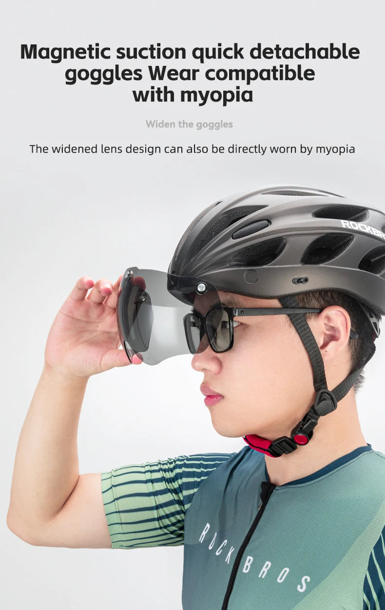 ROCKBROS Cycling Helmet With Goggles Lightweight Integrated MTB Road