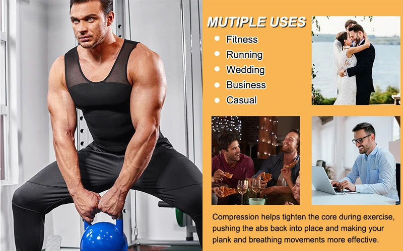 LALAMELONCN Mens Mesh Compression Vest Shapewear Tank Top