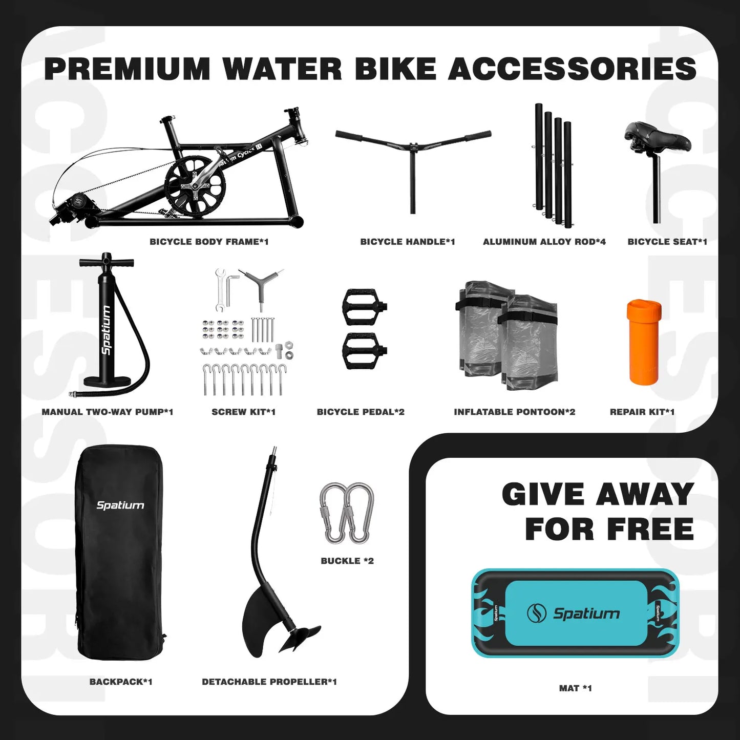 Spatium Water Bike 2.0 Inflatable Pedal Boat Stable