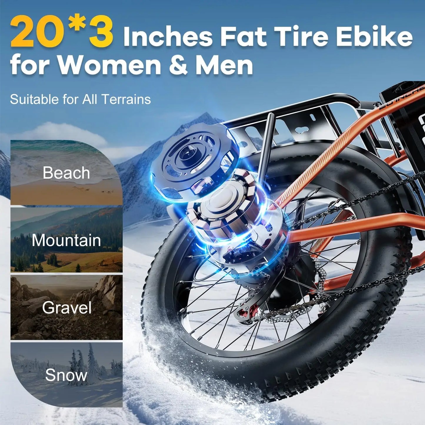 CYBERVELO 1000W Foldable Electric Fat Tire Ebike For Adults