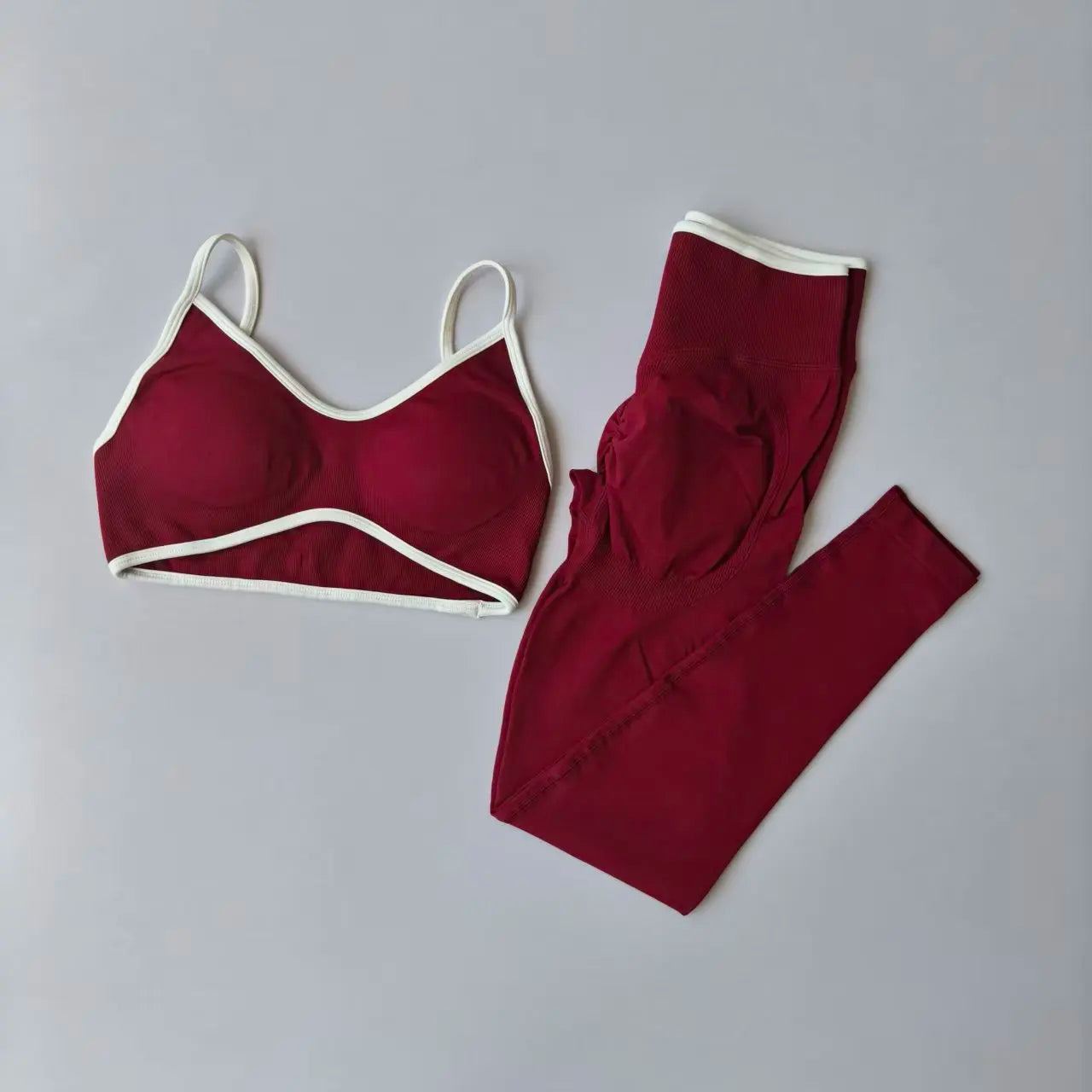 Two Piece Strappy Seamless Sports Bra And High Waist Leggings Set For Women