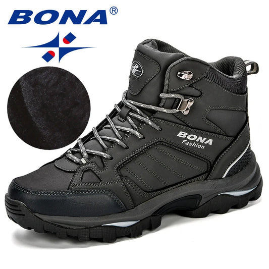 BONA 2023 Winter High Top Suede Boots for Men with Plush Lining and Anti-Slip