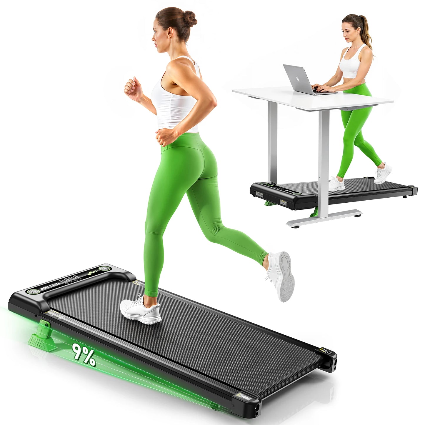 AKLUER Walking Pad Under Desk Treadmill Incline 2.5HP Remote Control