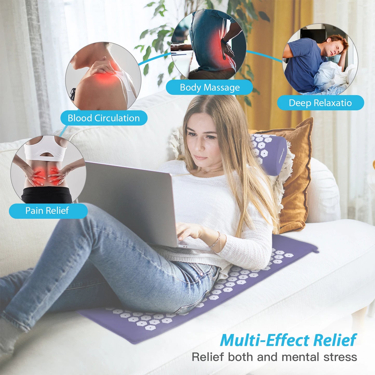 acupressure massage mat TOMSHOO Acupressure Mat and Pillow Massage Set with Bag for Muscle Relaxation Stress Relief massage mat