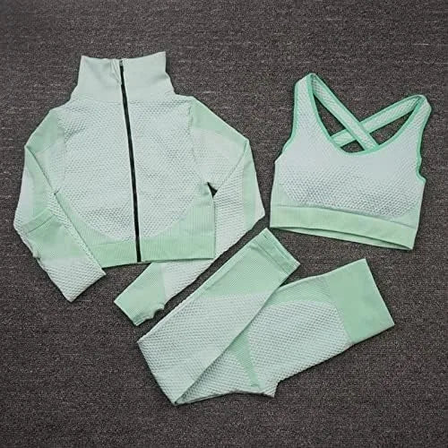 Amego Choice Women's 3-Piece Seamless Gym Outfit Set