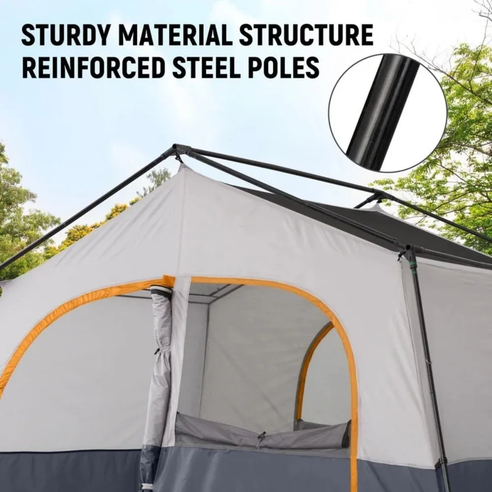 8 Person Portable Family Cabin Tent for Camping and Hiking Adventures