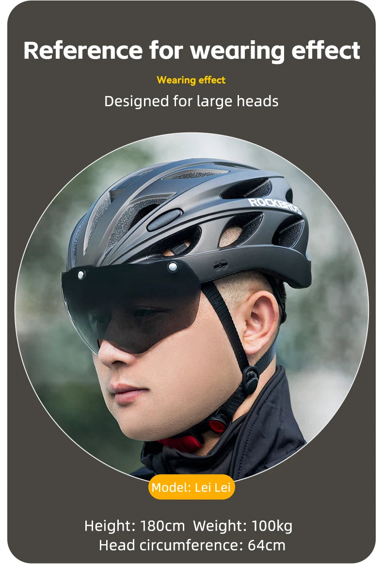 ROCKBROS Cycling Helmet With Goggles Lightweight Integrated MTB Road