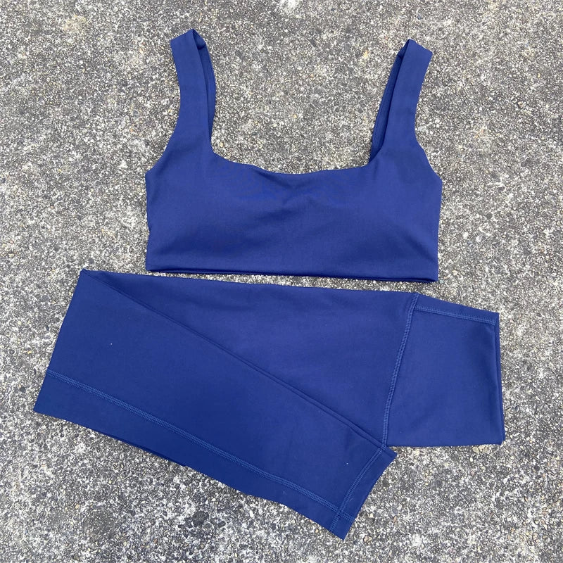 Nonecn Yoga Set Hollow Back Bra Top High Waist Leggings