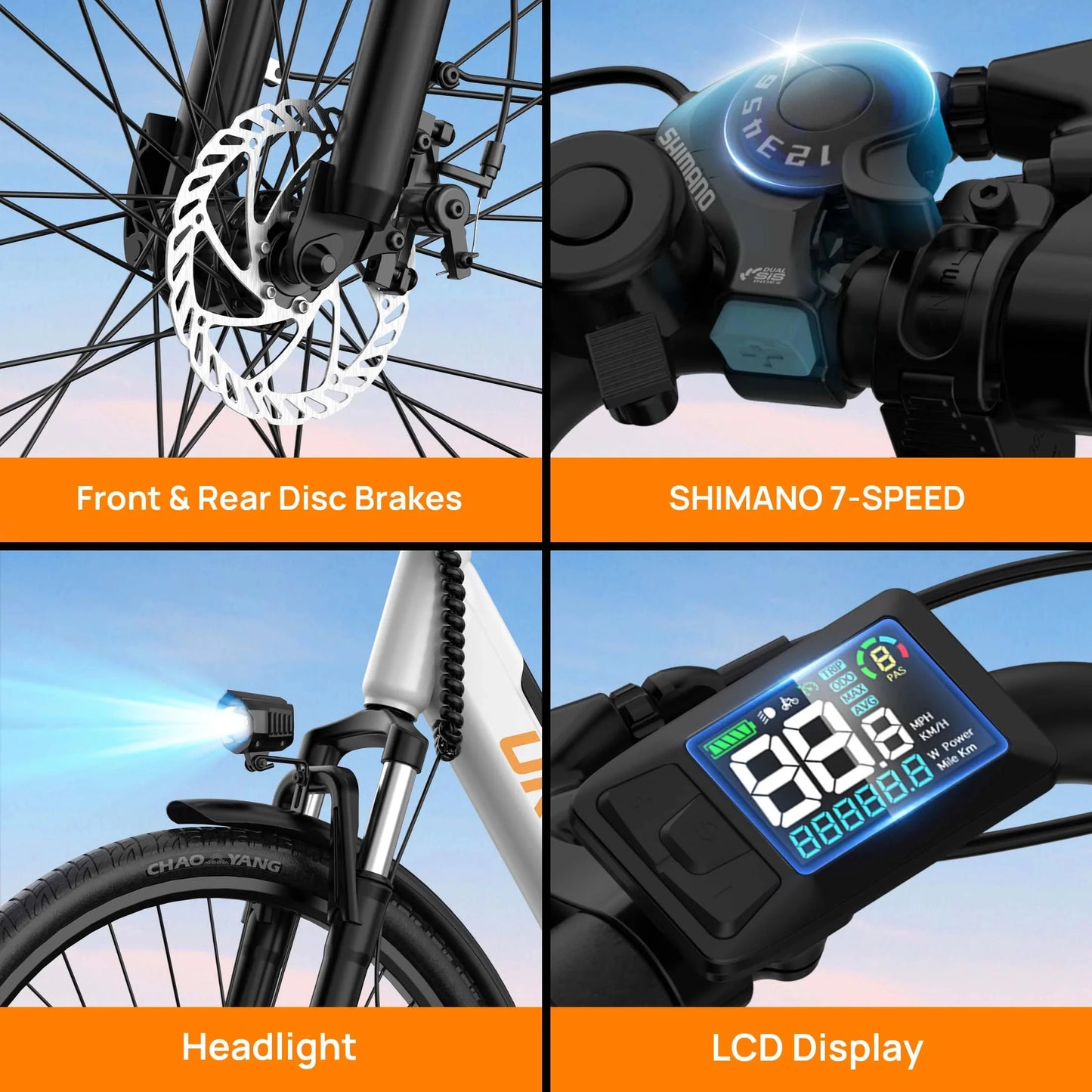 URLIFE 750W E-Bike Commuter 48V 10.4Ah Battery LCD Display