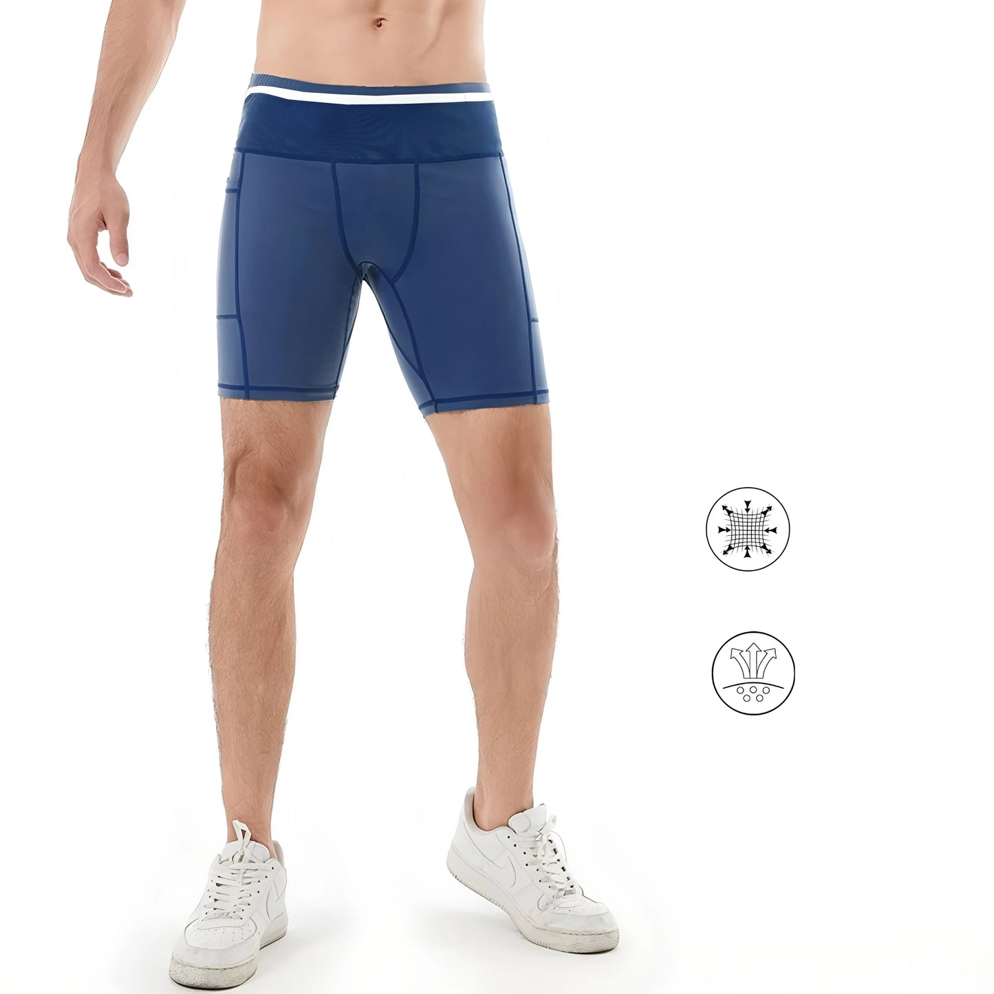 Mul-Pockets Mens Compression Running Shorts Quick Dry Training