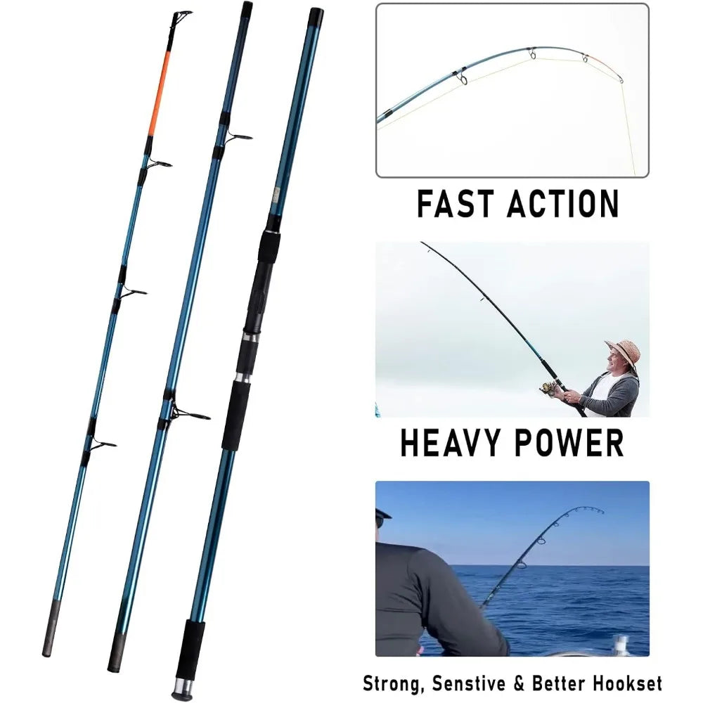Surf Rod and Reel Combination Saltwater Spinning Gear Kit for Offshore Fishing