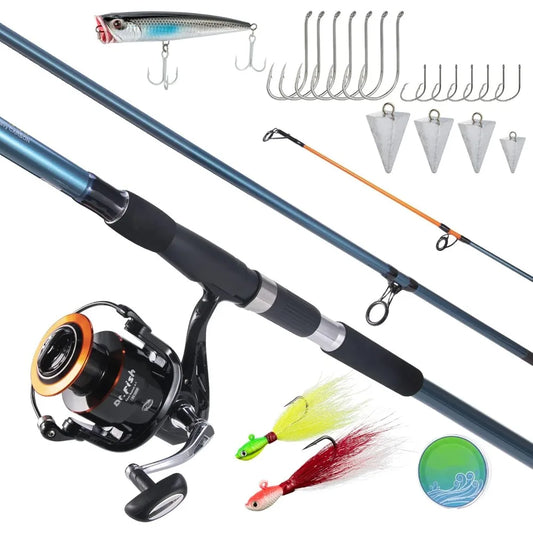 Surf Rod and Reel Combination Saltwater Spinning Gear Kit for Offshore Fishing