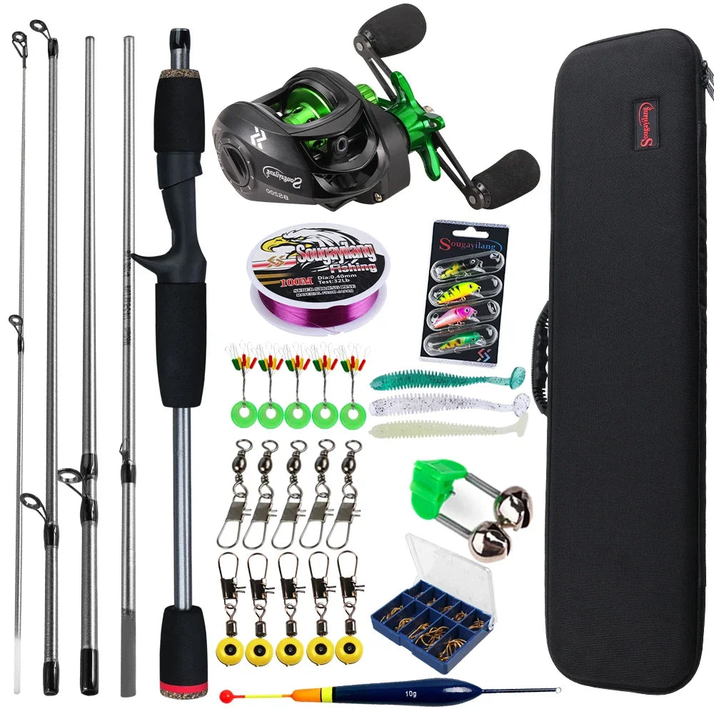 Sougayilang Baitcasting Fishing Rod and Reel Combo Full Kit for Bass Carp Fishing