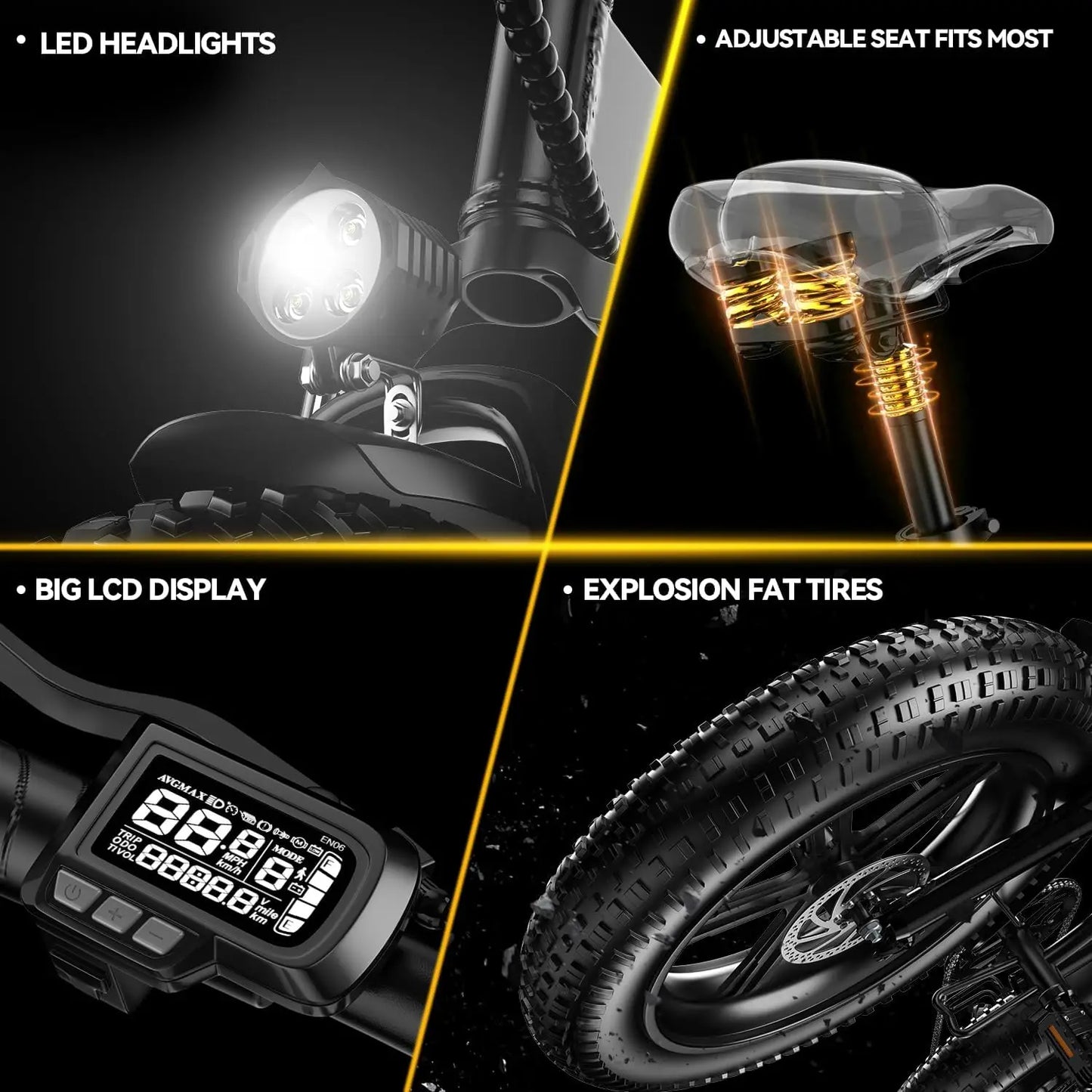 CYBERVELO 1000W Foldable Electric Fat Tire Ebike For Adults