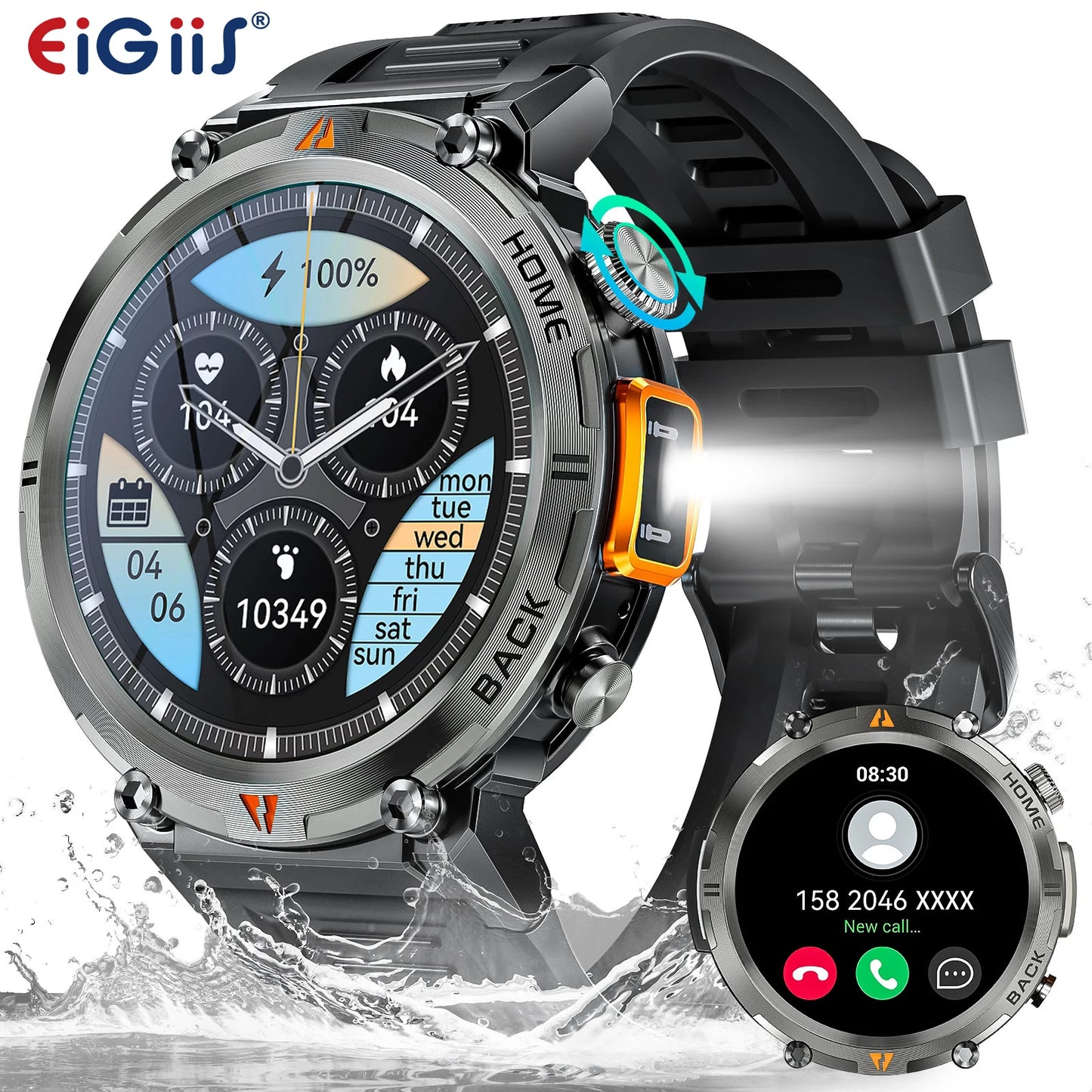 EIGIIS KE3 Smartwatch For Men Full Touch Screen Health Monitor