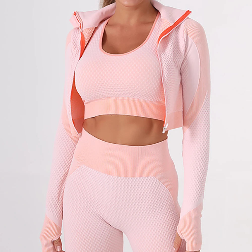 Amego Choice Women's 3-Piece Seamless Gym Outfit Set