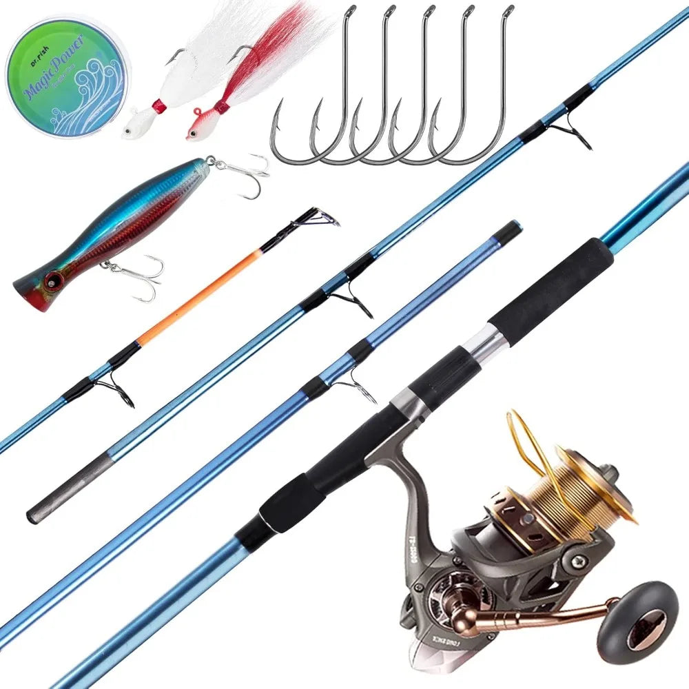 Saltwater Fishing Rod and Reel Combination Beach Cast Spinning Tackle Set