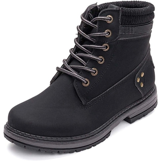 Women's Waterproof Hiking Combat Ankle Boots Lace Up Low Heel Booties