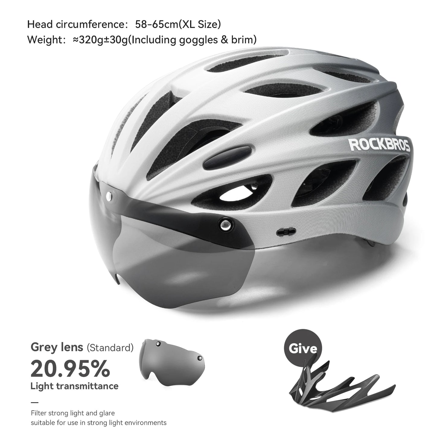 ROCKBROS Cycling Helmet With Goggles Lightweight Integrated MTB Road