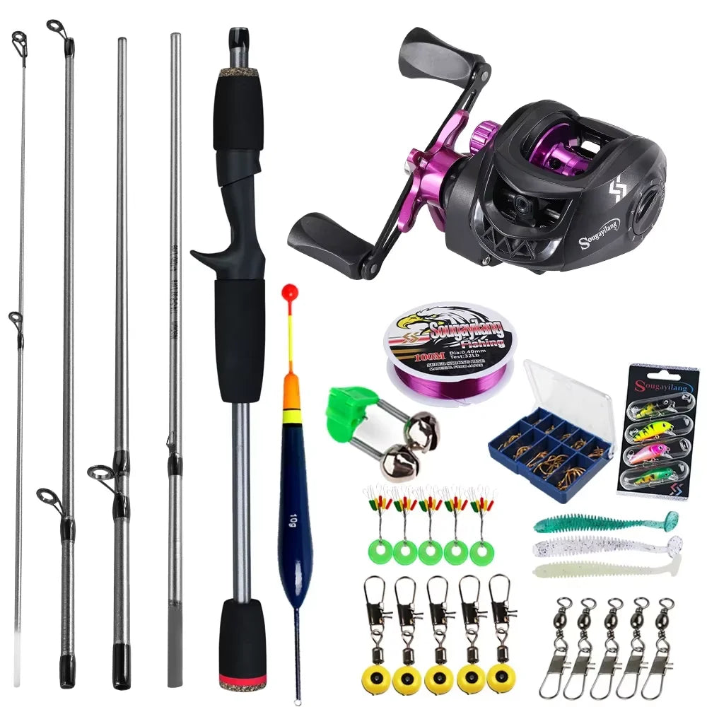 Sougayilang Baitcasting Fishing Rod and Reel Combo Full Kit for Bass Carp Fishing