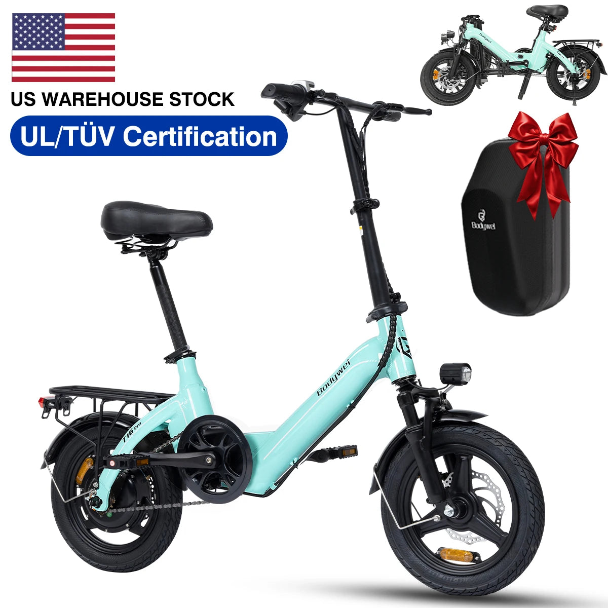 Bodywel T16Pro Folding Electric Bike 750W With Dual Disc Brakes