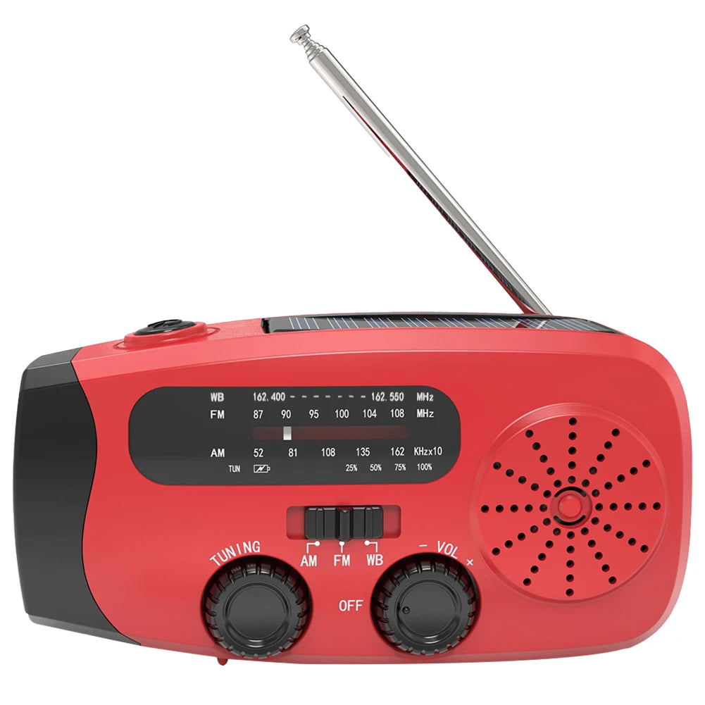 Electric Portable Solar Hand Crank Radio USB Charger LED
