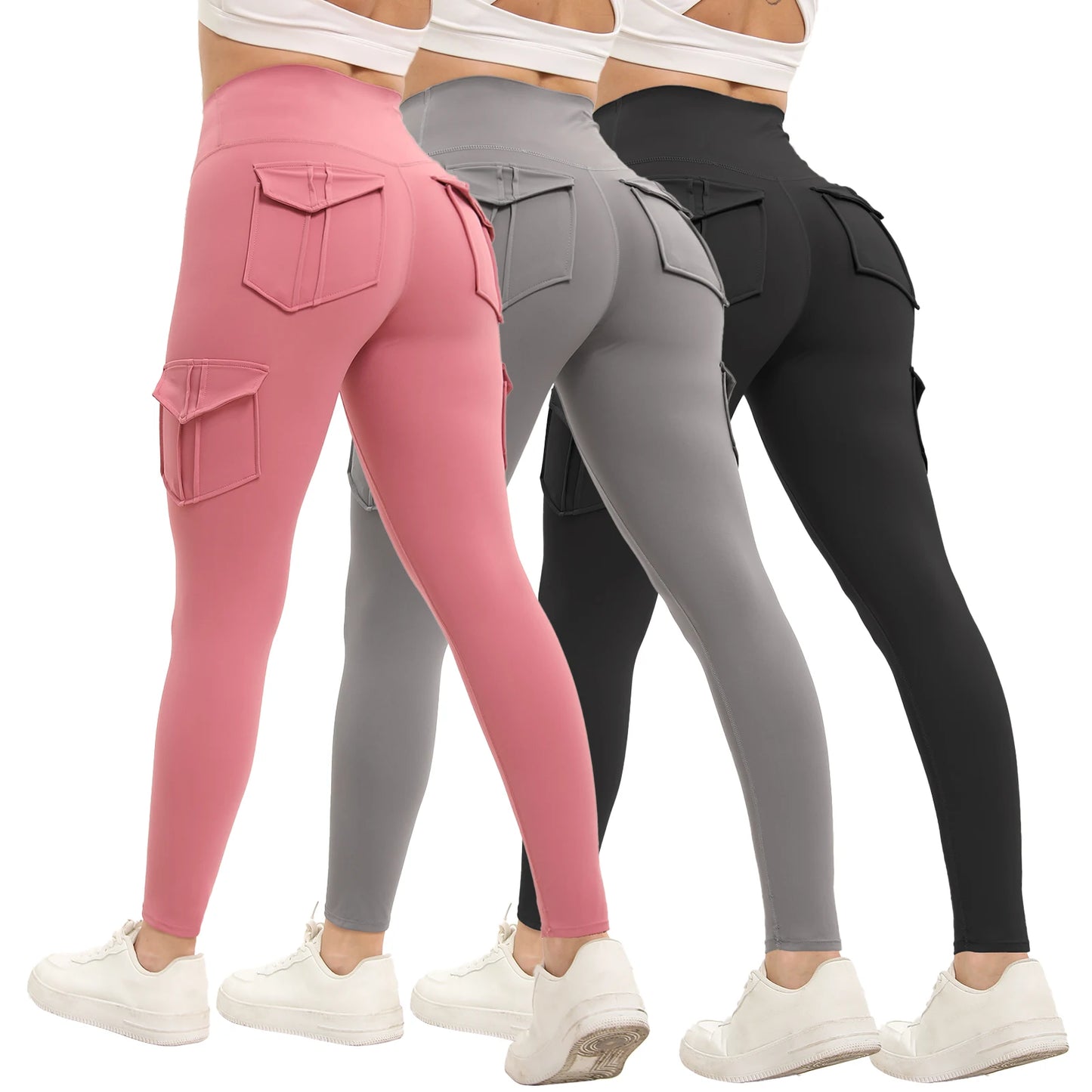 3 Pack Women's High Waisted Gym Leggings With Pockets