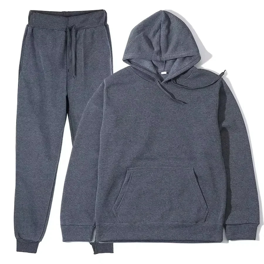 NONECN Winter Women Tracksuit Hoodie Sweatpants Set