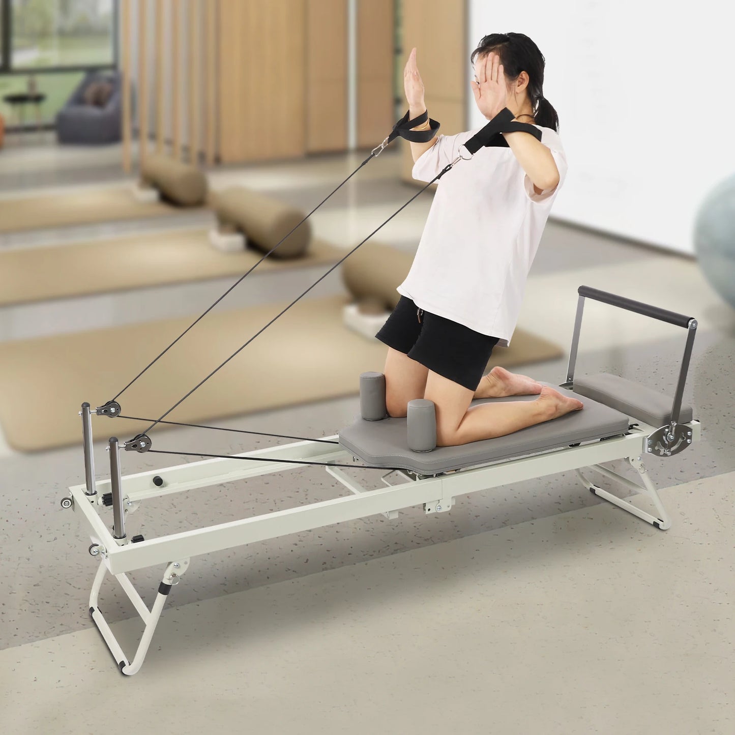 Foldable Pilates Reformer Machine for Multifunctional Yoga and Fitness
