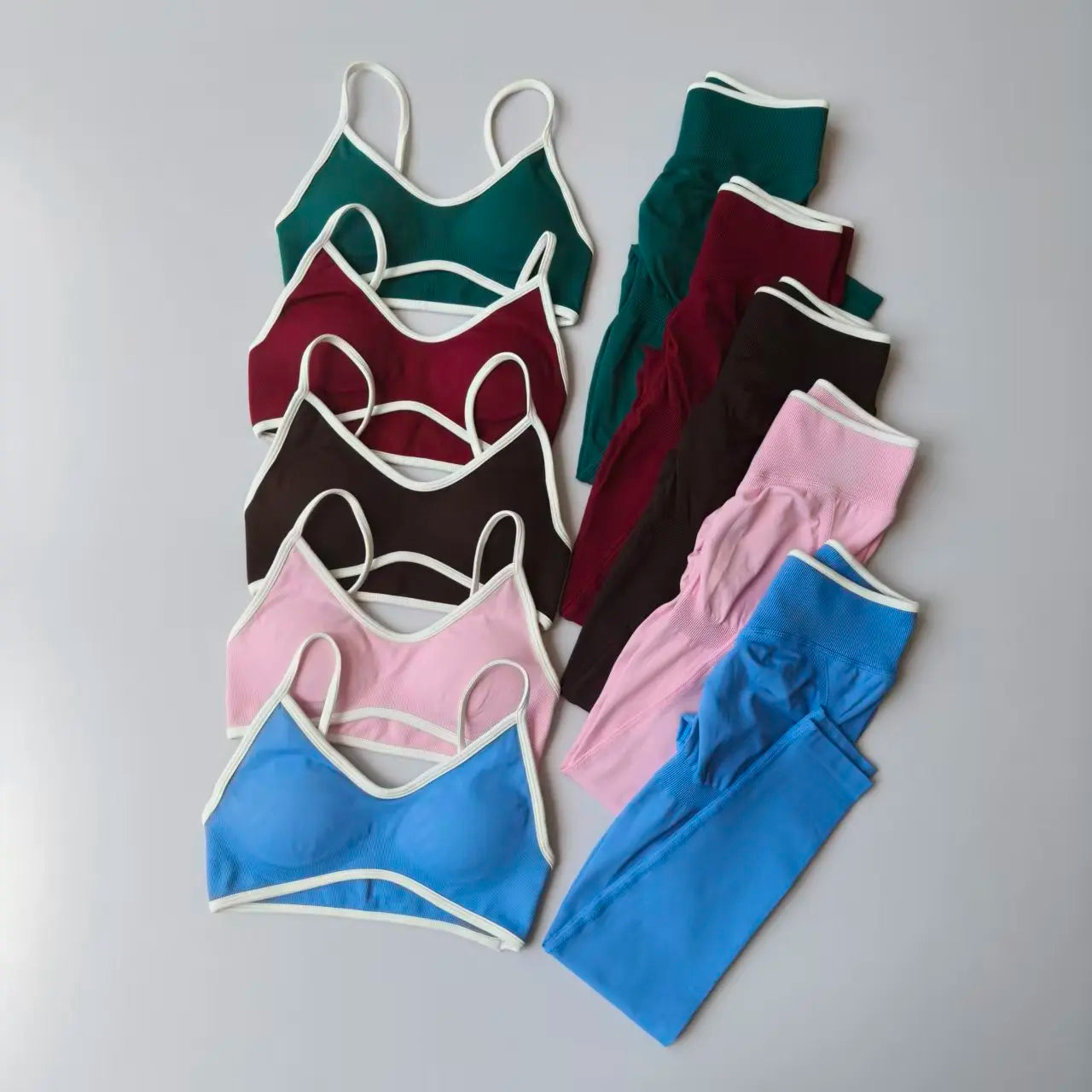 Two Piece Strappy Seamless Sports Bra And High Waist Leggings Set For Women