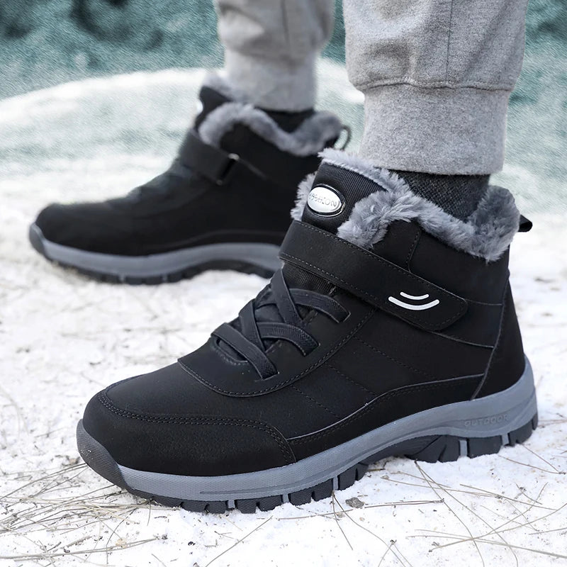 Men's Casual Winter Snow Boots with Plush Lining Non-Slip Ankle Design