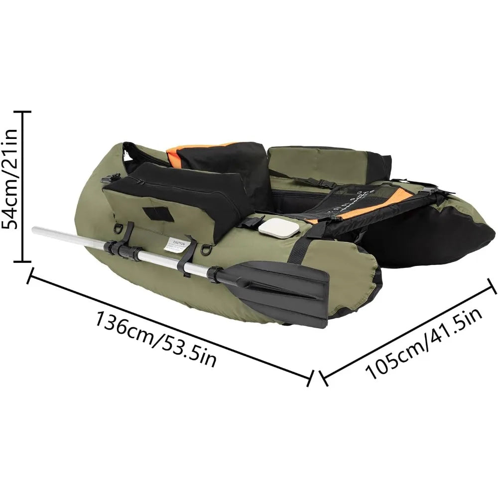 Inflatable Fishing Boat with Fish Ruler and Manual Air Pump for Easy Fishing