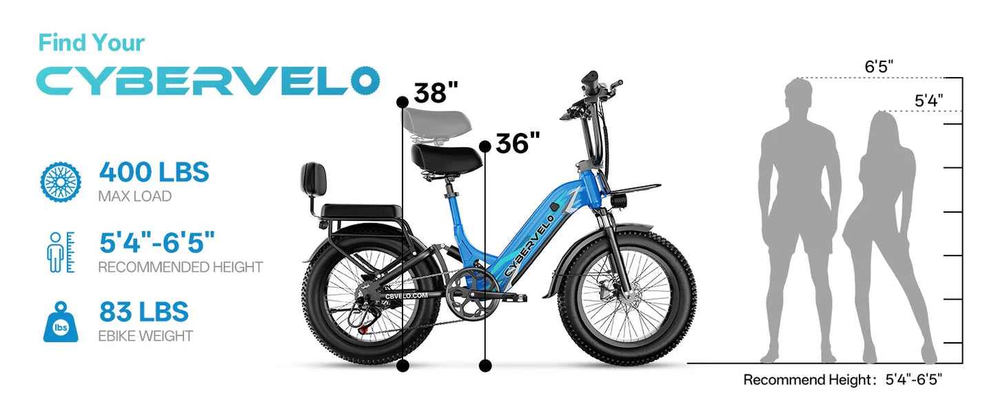 CYBERVELO EK12 Step Thru Electric Bike With 48V 20Ah Battery
